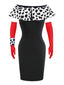 2PCS Weiß & Schwarz 1960er Cruella Dalmatian Kleid & Cape