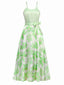1930er Bogen Organza Blumen Spaghetti Träger Kleid