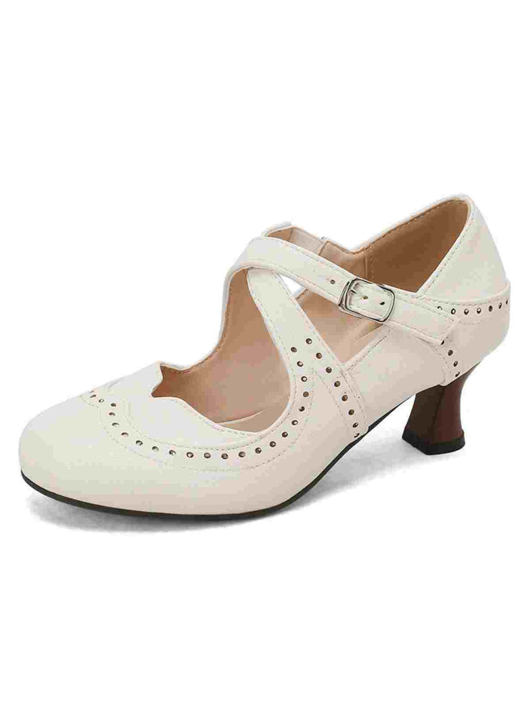 Kreuz-Träger Perforiert Mary Jane Heels