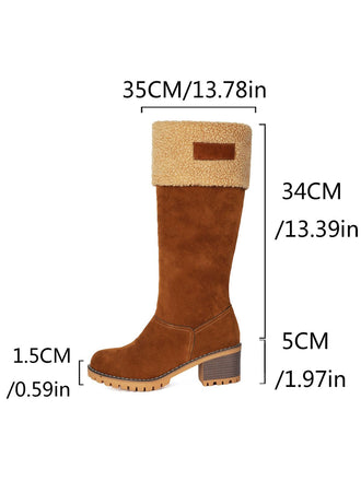 Winter Faux Wildleder Blockabsatz Schneestiefel