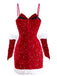 Rot 1960er Weihnachten Pailletten Twisted Kleid Set