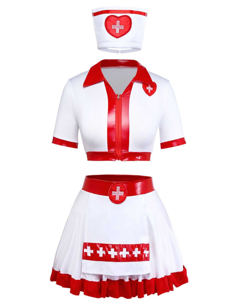 1980er Halloween Krankenschwester Kostüm Pyjama Set