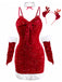 Rot 1960er Weihnachten Pailletten Twisted Kleid Set
