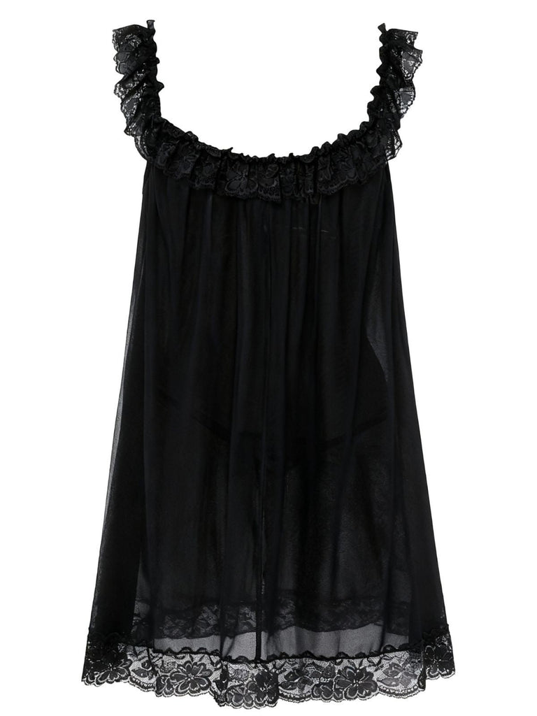 [Vorverkauf] 1950er Bogen Spitze Besatz Netz Babydoll Nachthemd