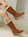 Winter Faux Wildleder Blockabsatz Schneestiefel