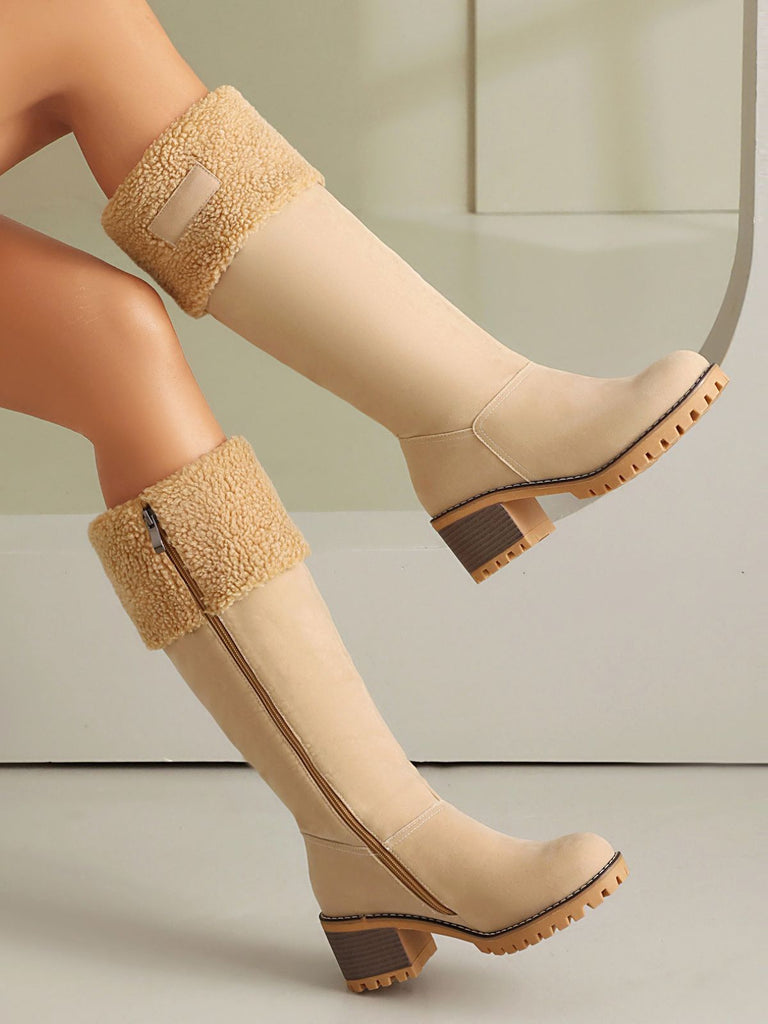 Winter Faux Wildleder Blockabsatz Schneestiefel