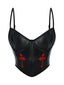 Schwarz 1970er Gothic Kreuzen Kunstleder Cami Top