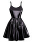 1980er Metallisch Spaghetti Träger Party Kleid