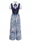 [Vorverkauf] Blaues 30er Jumpsuit im Dreiteiler-Look mit Blumendruck