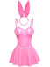 1980er Solide Latex Hasenkostüm Kleid Mit Ohren Stirnband