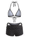 50er Bikini & Shorts mit Polka-Dots und Neckholder