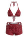50er Bikini & Shorts mit Polka-Dots und Neckholder