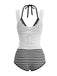 [Vorverkauf] 3PCS 1980er Streifen Bikini Set & Durchsichtig Cover-Up Tank