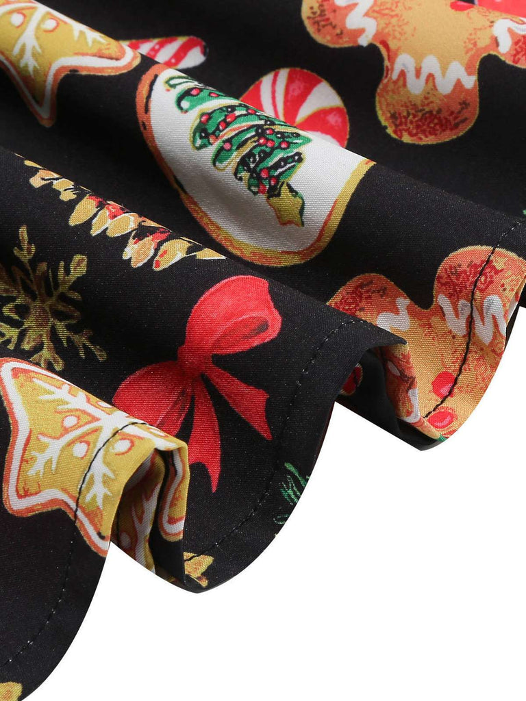 Schwarz 1950er Weihnachten Lebkuchen & Zuckerstange Kleid