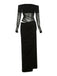 Schwarz 1980er Solide Schulterfrei Netz Cut-Out Durchsichtig Kleid