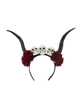 Gothic Schädel Rose Dämonenhorn Stirnband