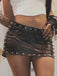 Schwarz 1970er Gothic Punk Spike Leder Mini Rock