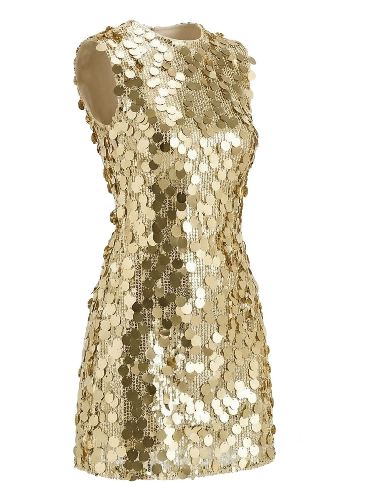 Y2k Pailletten Disco Ärmellos Party Kleid