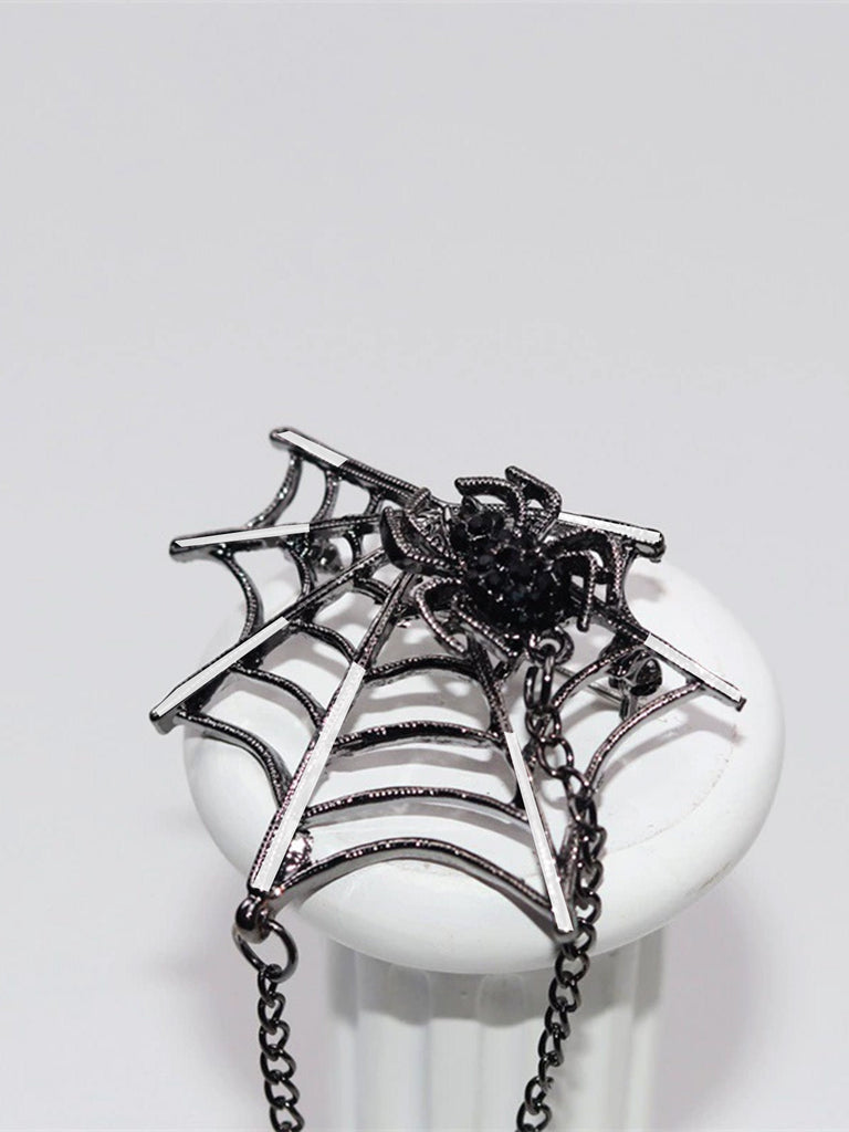 Halloween Diamant Spinnennetz Gothic Brosche
