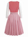 Rosa 50er Oktoberfest-Dirndl-Set mit Spitzentop und Schürze