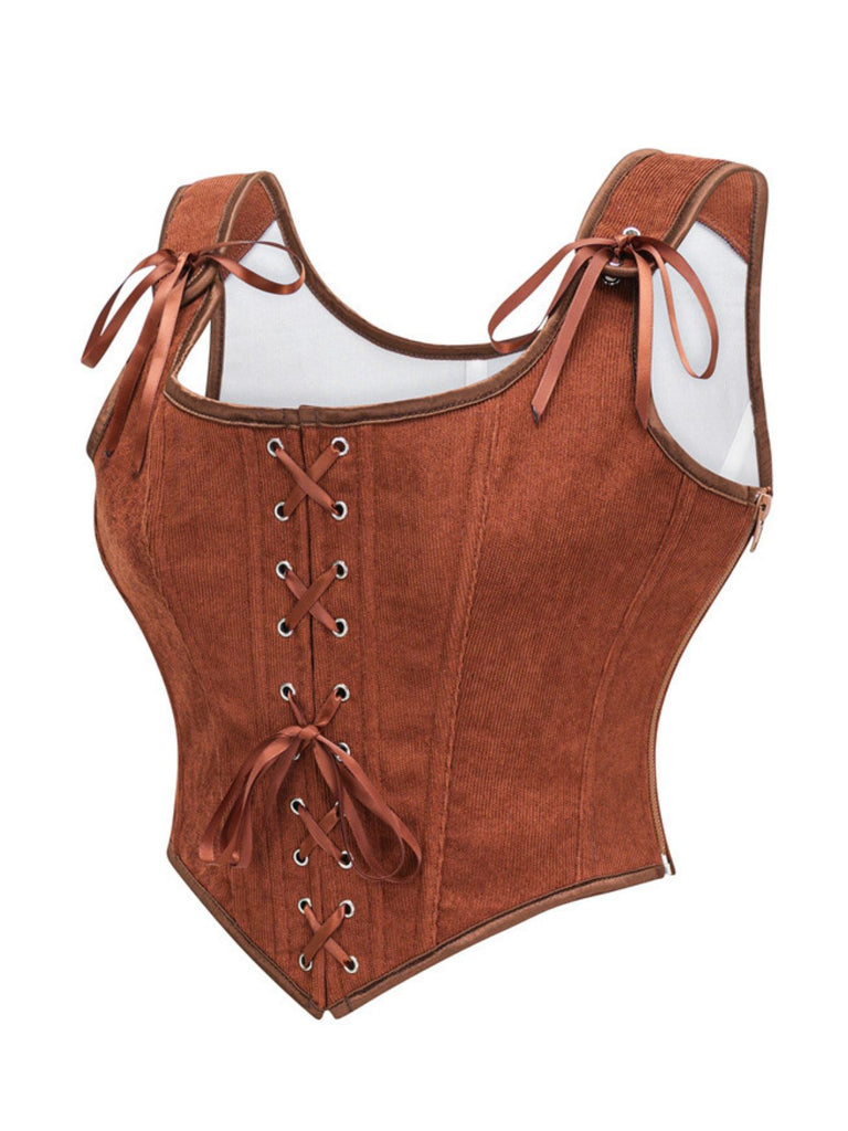 1980er Suede Bogen Schnürung Korsett