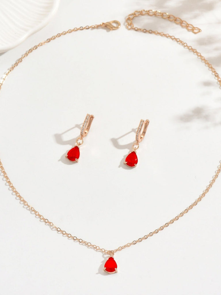 Gold Tropfen Ohrringe & Halskette Set