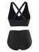 1940er Unregelmäßig bedrucktes Patchwork Bikini Set