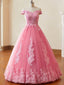Rosa 1930er Glinda Wicked Schulterfrei Spitze Netz Ball Kleid