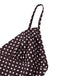 Braun 1980er V-Ausschnitt Polka Punkte Binde Spaghetti Träger Kleid