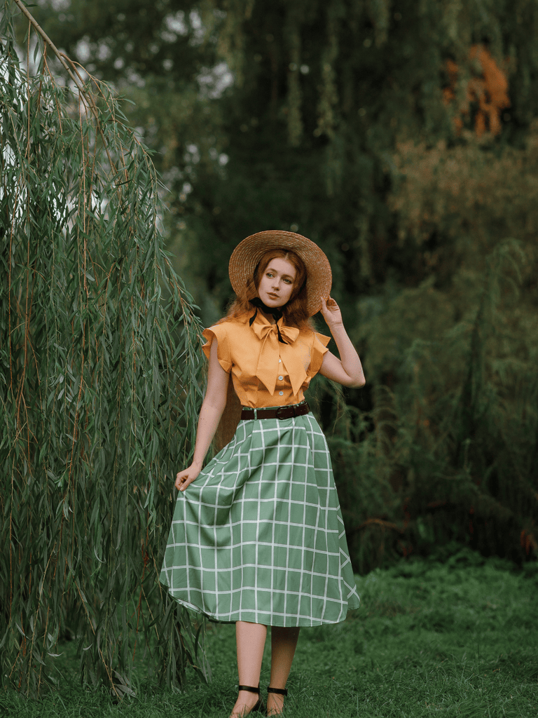 1950ER PATCHWORK PLAID BOW TOP UND RÖCKE