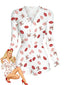 1980er V-Ausschnitt Herz Slip Drucken Romper Pajama