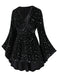 [Übergröße] Schwarz 1960er Stern V-Ausschnitt Samt Kleid