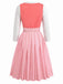 Rosa 50er Kleid mit Schürze und Herzausschnitt