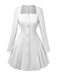 1950er Solide Lang Ärmel Plissiertes Kleid