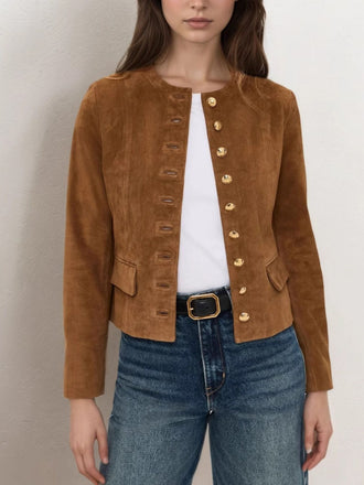 Braun 1970er Wildleder Taste Tasche Jacke