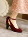 Vintage Bogen Klobige Wildleder Hohem Absatz Schuhe