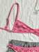 Rosa 1960er Blumen Druck Spaghetti Träger Bikini Set