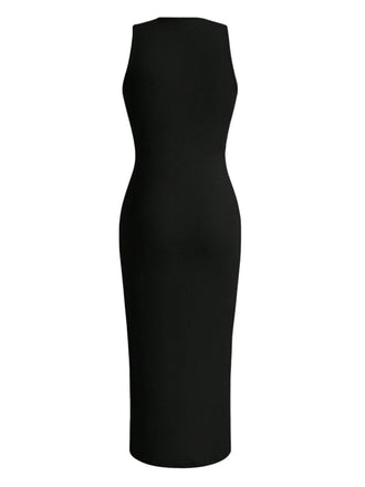 Schwarz 1960er Solide Ärmellos Enges Kleid