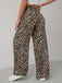 1970er Leopard Weites Bein Kordelzug Hose