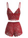 1960er Spaghetti Träger Spitze Blumen Bogen Pyjama Set