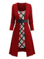 [Übergröße] 1940er Bogen Plaid Stricken Kleid