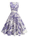 1950er Porzellan Landschaft Ärmellos Gürtel Kleid