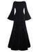 1930er Morticia Addams Samt Glockenärmel Kleid