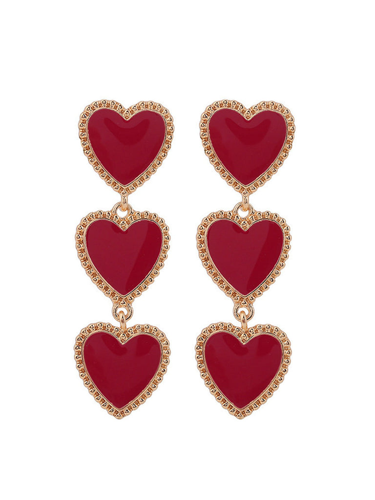 Valentinstag Dreifach Herzförmig Anhänger Ohrringe