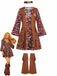 3PCS Braun 1970er Fransen Hippie Kostüm Set