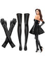 Halloween Schwarz PU-Leder Handschuhe & Overknee-Socken Set