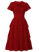 1940er Rundhals Bogen Solide Stufen Kleid