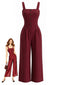 40er ärmelloser Jumpsuit mit Karree-Ausschnitt und Knopfleiste