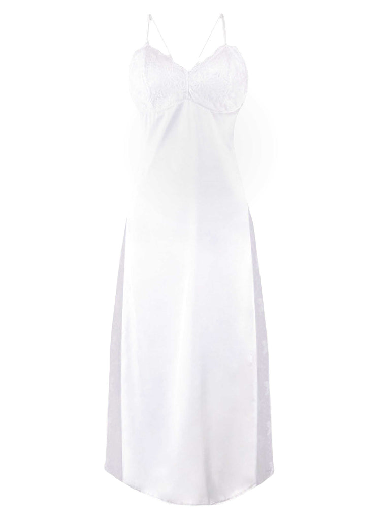 Weiß 1930er Durchsichtig Netz Spitze Nachthemd Set