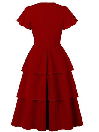 1940er Rundhals Bogen Solide Stufen Kleid